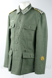 WO2 Duits Heer Nachrichten M43 feldbluse  - met koppelhaken - rang Hauptfeldwebel - maat 54= Large - replica