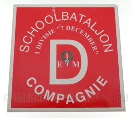 Wandbord Schoolbataljon Compagnie 1 Divisie 7 December - 15 x 15 cm - Origineel