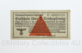 Wo2 Duits Kriegsgefangenen lagergeld 1 Reichspfenning - 7,5 x 4 cm - origineel