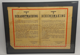 Bekendmaking verbod op stroomverbruik gedateerd 13 december 1944 Provincie Zuid Holland - 81 x 61 x 2 cm - origineel