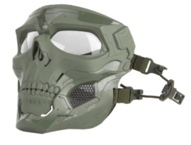 Airsoft Masker SKULL GROEN - MET helmbevestiging EN hoofdbevestiging