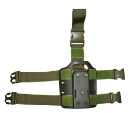 Double Strap Leg Shroud with quick release with DOUBLE  leg strap Beenplaat Beenpaneel Legpanel voor bijv. Safariland holster - Green