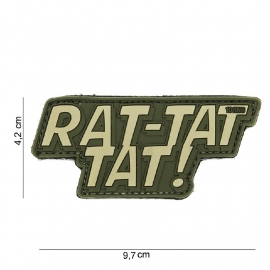 Embleem 3D PVC - met klittenband - Rat-tat tat!  - 9,7 x 4,2  cm