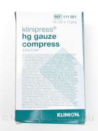 Klinion Klinipress HG Gauze Compress 8-laags - 8½ x 5 cm - 16 stuks - exp. date 05-2027 - nieuw in verpakking