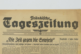 WO2 Duitse krant Tageszeitung nr. 208 6 september 1943 - 47 x 32 cm - origineel