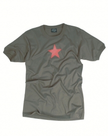 T shirt - Groen met rode ster - 100% katoen