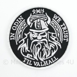 In Odin We Trust Til Valhall embleem - met klittenband - diameter 9 cm