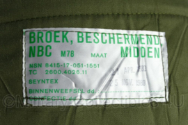 KL Nederlandse leger NBC M1978 broek beschermend NBC groen - maat Midden = Medium  - nieuw - origineel