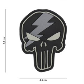 Embleem 3D PVC met klittenband - Punisher Thunder - grijs - 5,8 x 4,5 cm.