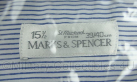 Marks en Spencer overhemd lange mouwen - wit met blauw gestreept - halsmaat 39/40 - nieuw in verpakking - origineel