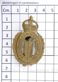 WO2 Britse cap badge Westmoreland and Cumberland Yeomanry Kings Crown - 6 x 4 cm - origineel