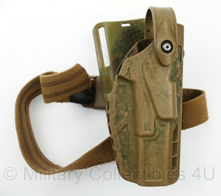 Defensie Camouflage Safariland 7004-SP10 7TS™ SLS Single Strap Tactical Holster met belt mount - afmetingen 9½ x 4 x 21 cm - origineel