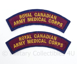 WO2 WW2 The Royal Canadian Army Medical Corps shoulder title pair