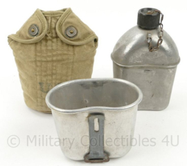 WO2 US veldfles set RVS beker en fles 1944 - origineel