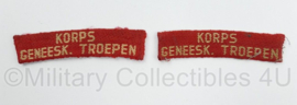 Straatnaam paar Korps Geneeskundige troepen - model 1946 tot 1950 - 9 x 2 cm - origineel