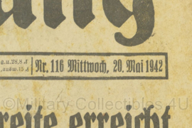 WO2 Duitse krant Frankische Tageszeitung nr. 116 20 mei 1942 - 47 x 32 cm - origineel