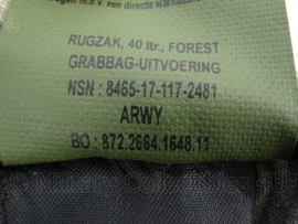 Korps Mariniers Grabbag Forest Woodland Camo rugzak - 40 liter - gebruikt - afmeting 70 x 38 cm - zeldzaam - origineel