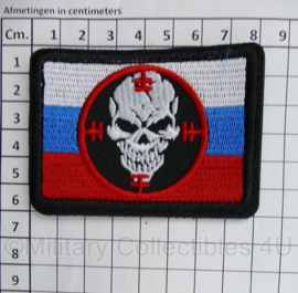 Russische Federatie landsvlag met Wagner Skull embleem Full Colour  - met klittenband - 8,3 x 6 cm - nieuw gemaakt