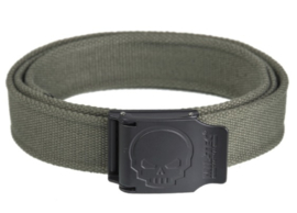 Skull trouser belt broekriem Groen met Zwart metalen slot