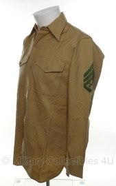 USMC US Marine Corps khaki overhemd lange mouw - rang Staff Sergeant- maat XS of 38 - origineel