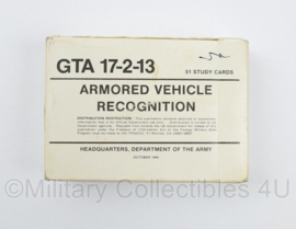 US Army Armored Vehicle Recognition GTA 17-2-13 Study Cards - origineel