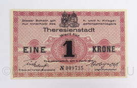 WO2 Duits Gefangenenlager Theresienstadt 1917 Wertschein - 1 krone - origineel