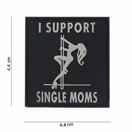Embleem I support Single Moms - klittenband - 3D PVC - 4,4 x 4,4 cm