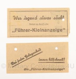 WO2 Document Duitse quittungs paar van Zeitung Der Fuhrer - 1940 - origineel