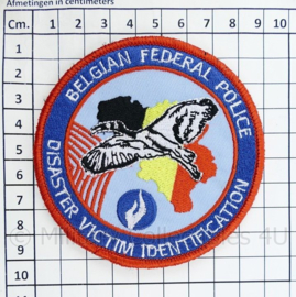 Belgische Politie Belgian Federal Police Disaster Victim Identification embleem - met klittenband - diameter 9 cm