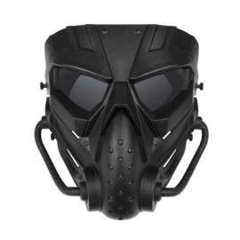 Airsoft Masker - MET helmbevestiging EN hoofdbevestiging - BLACK met smoke glazen