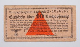 WO2 Duits Gutschein uber 10 Reichspfennig kriegsgefangenen Lagergeld Wehrmacht - origineel