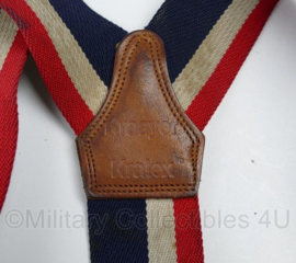 Vintage Nederlandse Brandweer lederen uniform set jas met broek met bretels - merk Kraaijer Kratex - maat 56 - gedragen - origineel