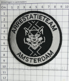 Arrestatieteam Amsterdam embleem Black and Grey met klittenband - diameter 9 cm