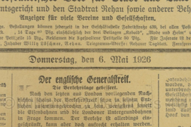 Duitse krant Rehauer Tagblatt Oberfrankischer Bote 43 jahrgang nr. 105 6 mei 1926 - 47 x 32 cm - origineel