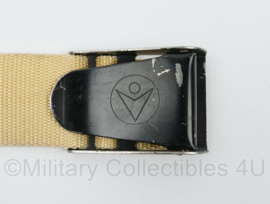 Trouser belt broekriem khaki met zwart slot - 122 cm lang - gebruikt - origineel