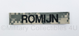 US Army Acu camo naamlint "Romijn" met klittenband - origineel
