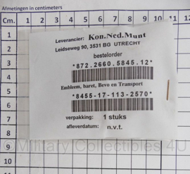 KL Nederlandse leger BEVO Regiment Bevoorradings- en Transporttroepen baret insigne - maker Koninklijke Nederlandse Munt - nieuw in verpakking - origineel