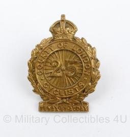 WO2 Britse 25th County of London Cyclists cap badge - King's crown - 4,5 x 3 cm - origineel