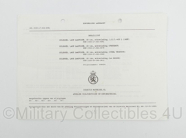 KL Nederlandse leger Detaillijst Oplegger Lage Laadvloer 20 ton achterlading 1989 - 21 x 15 cm - origineel