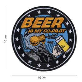 Beer is my Co-pilot embleem met klittenband - diameter 10 cm