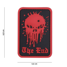 Embleem 3D PVC met klittenband - Skull "The End" Red- 6,8 x 4,6 cm.