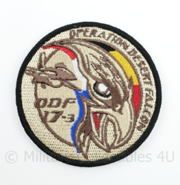 BAF Belgian Air Force Operation Desert Falcon ODF 17-3 embleem  met klittenband- 9 cm. diameter