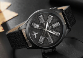 Pilot Aircraft engine Design watch - horloge met zwarte band