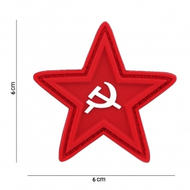 Russische USSR rode ster embleem 3D PVC   -  klittenband - 6 x 6  cm