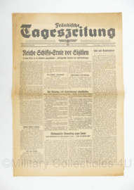 WO2 Duitse krant Frankische Tageszeitung nr. 187 12 augustus 1943 - 47 x 32 cm - origineel