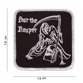 Embleem Fear The Reaper - met klitteband - stof - 7,6 x 7,6 cm