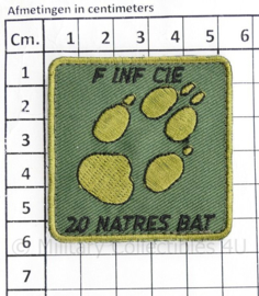 KL Nederlandse leger F INF CIE 20 NATRES BAT borstembleem - met klittenband - 5 x 5 cm - origineel