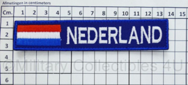 Naamlint Nederland - met klittenband - wit op blauw - 13,5 x 3 cm - nieuw gemaakt