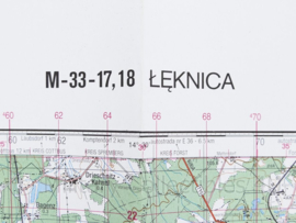 Poolse Stafkaart Leknica N-33-17,18- 1 : 100.000 - 64 x 84 cm - origineel