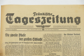 WO2 Duitse krant Frankische Tageszeitung nr. 158 9 juli 1943 - 47 x 32 cm - origineel
